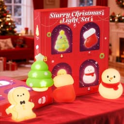 4pcs Magnetic Fridge Sticker Night Light Refrigerator Magnet Home Room Decoration Nightlight Xmas Birthday Gifts Box for Friends