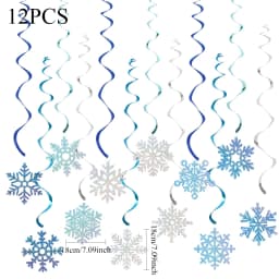 Snowflake Hanging Decorations Birthday Flag Christmas Snowflake Hanging String Winter Carnival Ice Snow Theme Party Background