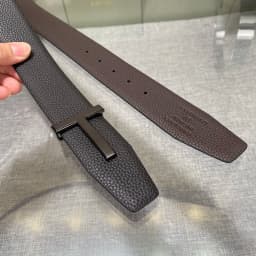 Double-Sided Leather Belt with Letter Buckle T-Shaped Men's Fashionable Genuine Leather Belt Stylish Men's Belt Workwear