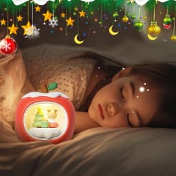 Fruit-Shaped House Christmas Night Light,Sleepy Cat Atmosphere Lamp Touch Control,USB Rechargeable LED Bedside Lamp with 3-Level