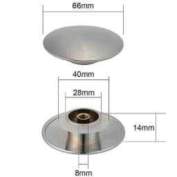 Silver Chrome Basin Waste Sink Plug 66mm PopUp Cap Click Clack Push Button Replacement Part for Bathroom Sink Drain Stopper