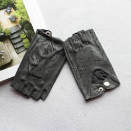 Leather Half-Finger Gloves Women's Fashion Thin Section Hollow Short Summer Outdoor Sports Cycling Car Driving