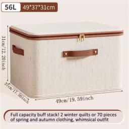 Large Household Storage Box Heavy-duty Hard Shell Cotton Linen Zipper Storage Organizer Box with Lid for Clothes Toys Blankets 