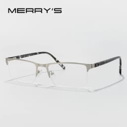 MERRYS DESIGN Titanium Alloy Glasses Frame For Men Women Square Half Frame Acetate Legs Myopia Prescription Eyeglasses S2612