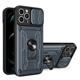 Phone Case For iPhone 18 17 16 15 14 13 12 11 Pro Max Plus SE Slide Camera Card Slot Military Grade Ring 360 Magnetic Back Cover