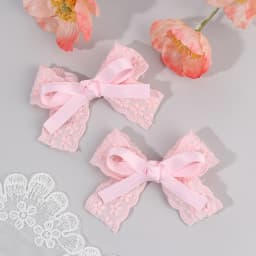 2Pcs/Set Girls Cute Solid Flower Hair Clips White Floral Embroidery Bow Barrette For Children Baby Sweet Headwear Accessories