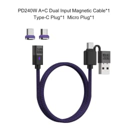 240W Magnetic Phone Charger Magnetic USB C Charging Cable 480Mbps Data Transfer Nylon Braided Cord for Type-C Micro USB iPhone