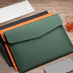 A4 File Folder PU Leather Document Holder Waterproof Portfolio Envelope Folder Case Magnetic Button Customized Initials
