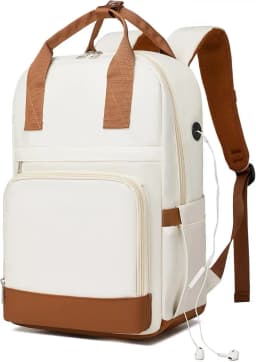 KONO WOMEN'S Waterproof Laptop Backpack with 15.6 Inch Laptop Compartment headphones Connector Ergonomic Ideal for School & Travel