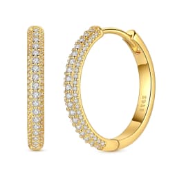 925 Sterling Silver Gold Color Circular Hoop Earrings Golden Earring Fit Original Charms Diy Fine Jewelry For Fashion Women