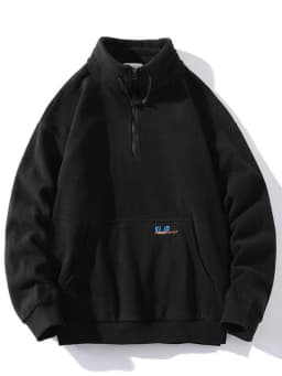 Gmiixder Half-zip Hoodless Sweatshirt Autumn Winter Stand-up Collar Shirt Oversize Velevet Tops Lovers Trend Polar Fleece Jacket