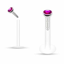4X 2/2.5/3mm Crystal Push In Acrylic Labret Ring Monroe Lip 6/8/10/12mm Bar Flat Back Ear Stud Flexible Piercing 16g