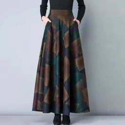 Spring Summer Plaid A-Line Midi Skirt Women's Retro plus Size Half-length Skirts Vintage Flared Skirts Fashionable Versatile