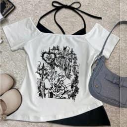 Death Note crop top women goth cutecore gothic 2000s scene tshirt kawaii streetwear anime cheap cute