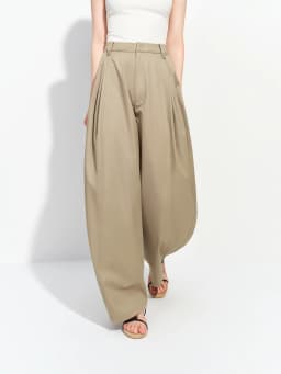 FSLE 2026 Summer Women's Mid-Rise Barrel Leg Casual Pants in Lyocell Cotton Blend - Relaxed Tailored Fit for Daily Wear