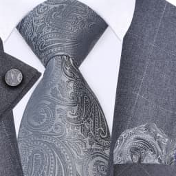 GUSLESON 8cm Blue Black Pink Men Ties Pocket Square Cufflinks Set Paisley Silk Necktie Wedding Business Gift Tie Accessories