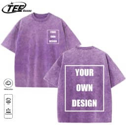 Custom Your Logo Print Summer Cool Snow Wash T-Shirt Cotton Casual Loose Short Sleeve Fashion Retro Tee Soft Couple Streetwear