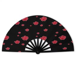 Anime U-Uchihaes Sasuke Japan Folding Hand Fan Custom Red Cloud Polyester Fabric Fan Novelty Summer Accessory Decorative Fans