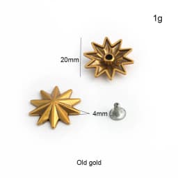 10-50-200pcs 20mm Old Gold Metal Studs Rivets Spikes Punk Rivet for Leather DIY Craft Parts Big Flower