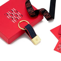 CH Embossed Monogram Leather Keychain Gold Plated Key Ring Luxury Stylish Key Holder Gift Daily Use Fashion Accessory Trendy