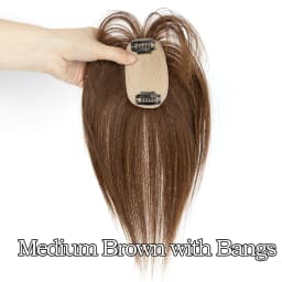 Real Human Hair Topper 5x9cm Base Net Straight Straight Hairpiece Seamless Blending to Hide Bald Spots or White Hair for Women