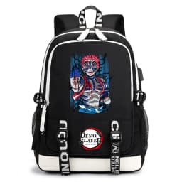 Demon Slayer Anime Print Student Backpack USB Charging Port Lightweight School Bag for Boys Girls