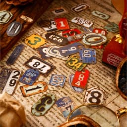24 Pcs Retro Alphabet, Number & Symbol Label Stickers Sticker Pack Scrapbooking Diary Vintage Decoration Junk Journal Stickers