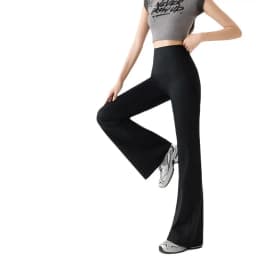 Women Bootcut Shark Yoga Flare Pants With Back Waist Pocket Fitness Workout Leggings Casual Sports Long Pants High Waist Trouser