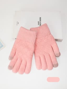 Touchscreen Gloves, Winter Thickened with Fleece, Warm and Cold-Proof, Suitable for Students Using Mobile Phones and Cycling, Knitted Wool Double-Layer Five-Finger Gloves
