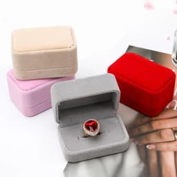 Velvet Ring Box Couple Double Ring Earrings Display Holder Case Proposal Engagement Wedding Marriage Anniversary Jewelry Packing