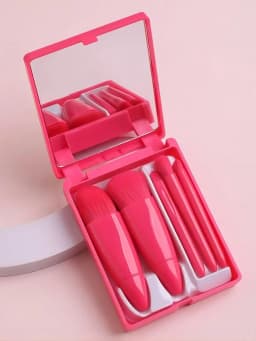 5pcs Mini Makeup Brushes Small Function Kit Complete Brushes Set Cosmetic Brushes With Case And Mirror Travel Size Makeup