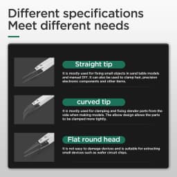 1Pc Anti-Static High Quality ESD Tweezers Replaceable Tweezers Tips Stainless Steel Body Carbon Fiber Conductive Plastic Tweezer