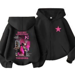 Rapper Theodora Mega Bbl Bad Boy Lovestory Zipper Hoodie Men Women Hip Hop Fashion Zip Up Jacket Man Oversized Zip Up Sweatshirt