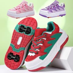 Children's Skateboard Shoes Walking Rolling Dual-Use Comfortable Wear-resistant Outdoor Roller Skate Sneakers Girls Boys 4 Wheel