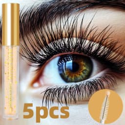 5pcs Nourishing Eyelash and Eyebrow Enhancer Serum Transparent Natural Ingredients for Longer Fuller Thicker Eyebrows Eyelash Korean Makeup Eye Cosmetic for Women Gifts Eye Tools Beauty