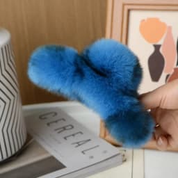 Natural Rex Rabbit Fur Big Crab Hair Clip for Girls Rabbit Hair Claw Clips Cute Ponytail Women's Barrettes Fluffy Hair Crab