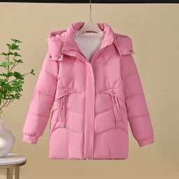 Korean Trend Women's Solid Color Long-sleeved Versatile Zipper Jacket Winter New Holiday Hooded Loose Warm Thickened Coat