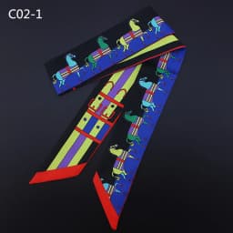 Elegant Printed Pony Design Simulated Silk Scarf Womens Shawl Multi Purpose Binding Ribbon Decoration Wholesale  Accessory