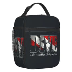 Scuba Diver Flag Resuable Lunch Box for Women Multifunction Dive Diving Thermal Cooler Food Insulated Lunch Bag Office Work