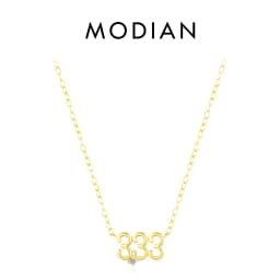 MODIAN 925 Sterling Silver Simple Digit Stackable Fashion Necklaces Gold Color Adjustable Exquisite Pendant For Women Jewelry