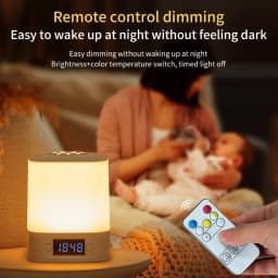 LED Night Lamp Rechargeable Table Lamp Clock Display Soft Sleeping Lamp Touch Switch Bedside Lamp for Bedroom Decor