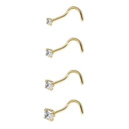 4pcs 4 size Cubic Zirconia Nose Piercing Jewelry Nose Studs 20G Bone L Shaped Shiny Crystal Bone Nostril Piercing Jewelry