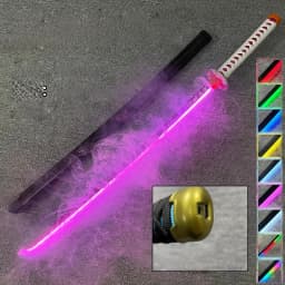 40in Demon Slayer Agatsuma Zenitsu Katana LED Mist Original Sabre Vapor Cosplay Accessories Prop Wood Schwert Vapour Toy Gift