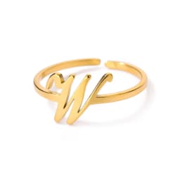 Initial Letter Rings For Women Gold Color Stainless Steel A-Z Letter Adjustable Ring Aesthetic Wedding Christmas Jewelry Gift