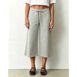 Combhasaki Women's Calf-Length Capri Pants Y2k Drawstring Elastic Low Rise Gaucho Wide Leg Cropped Yoga Culotte Pajama Bottoms