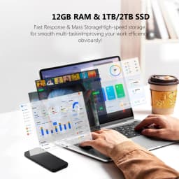 Xiaman 14.1" Windows 11 Pro Laptop Computer Intel Atom A3950 12GB RAM 1TB 2TB SSD Notebook PC 1920*1080P Office Study Laptops
