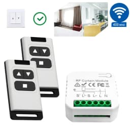 433MHz 110V 220V Curtain Blind Switch,2 Way Wireless Remote Control Roller Shutter Module Receiver Transmitter,for Motor Gate