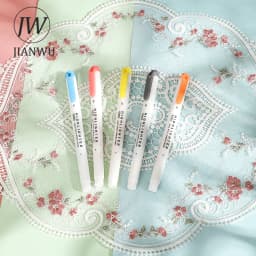JIANWU 5 Pcs/set Morandi Macaron Color Double-ended Highlighter Set Write Smoothly Creative DIY Student Supplies Stationery