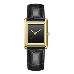 Luxury Watch for Men Square Rectangle Reloj Sliver Orologio Black Leather Strap Stainless Steel Quartz Wristwatch Male Man Clock
