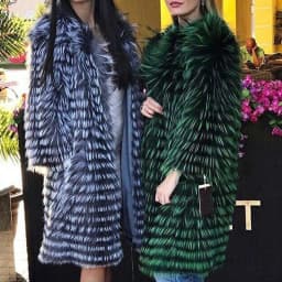 Women's Striped Real Silver Fox Fur Coat, Long Cardigen with Wool Lining, Big Size Clothes, Elegant Outwear, Spring, Lux18A09164